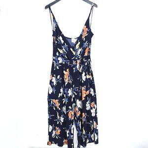 Stitch Fix Kaleigh Navy Peach Side Knot Wide Leg Cropped Jumpsuit Women XXL
